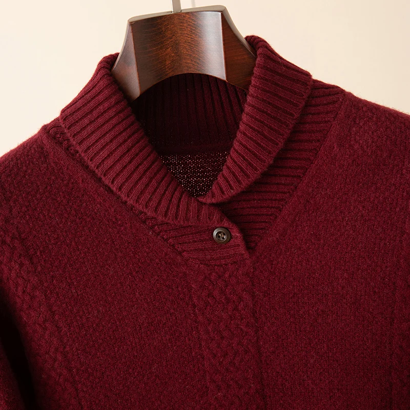 الخريف والشتاء جديد الرجال مبطن سترة الكشمير المعنقة الخامس الرقبة الصوف الخالص البلوز محبوك قاع قميص