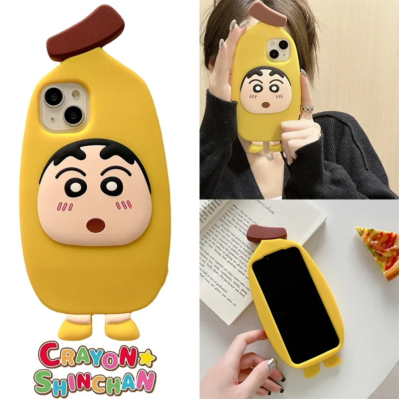 

Crayon Shin-chan Cartoon Phone Case for Iphone 13 14 Pro Max Anime Banana Cosplay Silicone Protective Shell Cute Anti Drop Cover