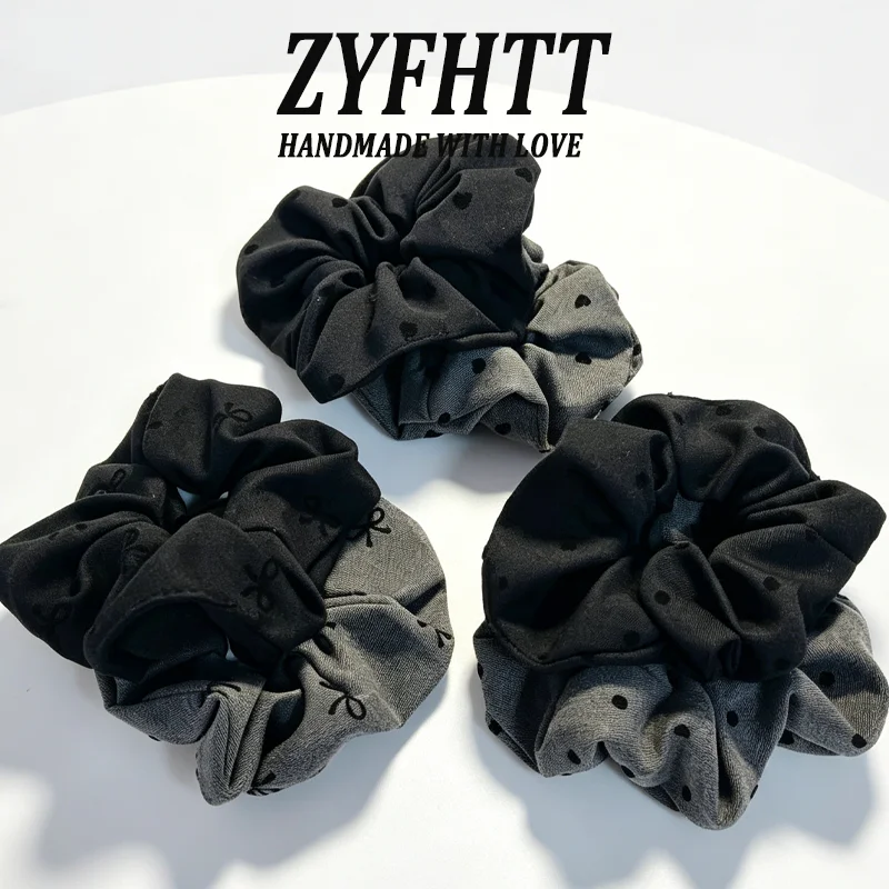 

1/2/6pcs Elegant Black and Gray Cloth Bow Hair Rope for Women Temperament High Ponytail Hair Rope Does Not Hurt The Hair Scr