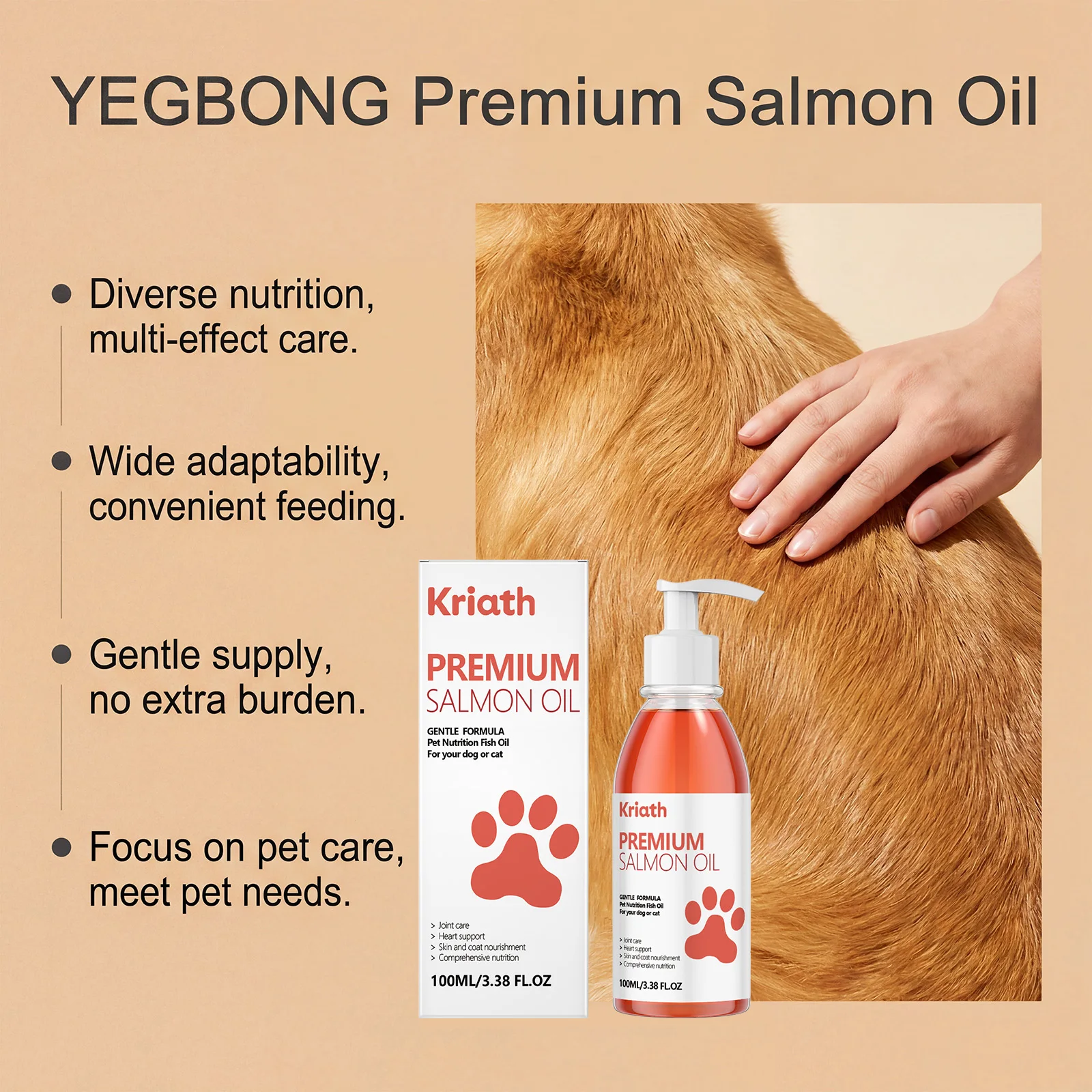 Salmon Oil For Dogs And Cats Omega-3 Fish Oil Supplement With Joint Support Heart Health Skin And Coat Care Pet Nutrition Liquid