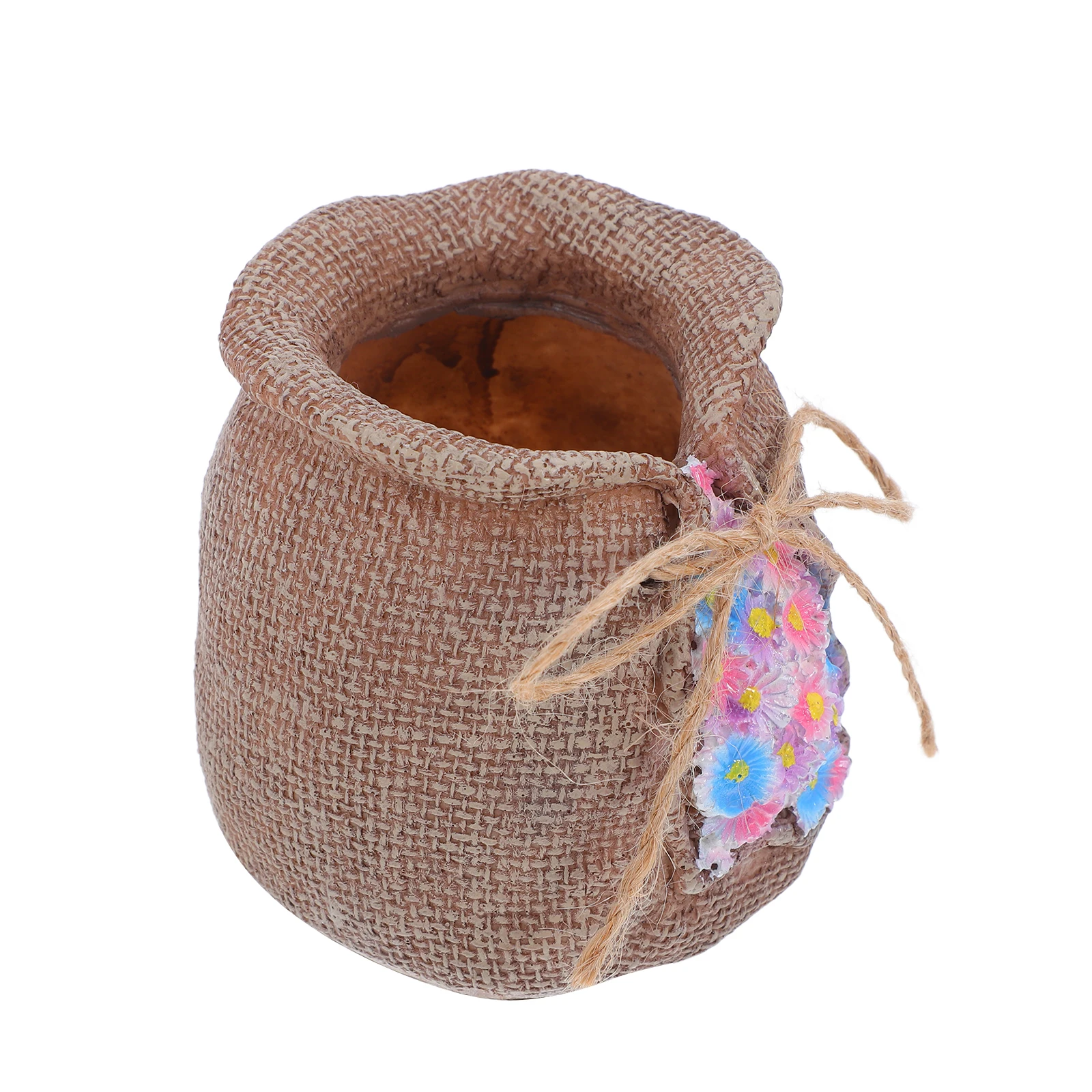 

1 шт., цветочный горшок из смолы, мешок из мешковины, маленькое растение, кашпо для суккулентов, коричневый цвет, садовая декоративная корзина для дома