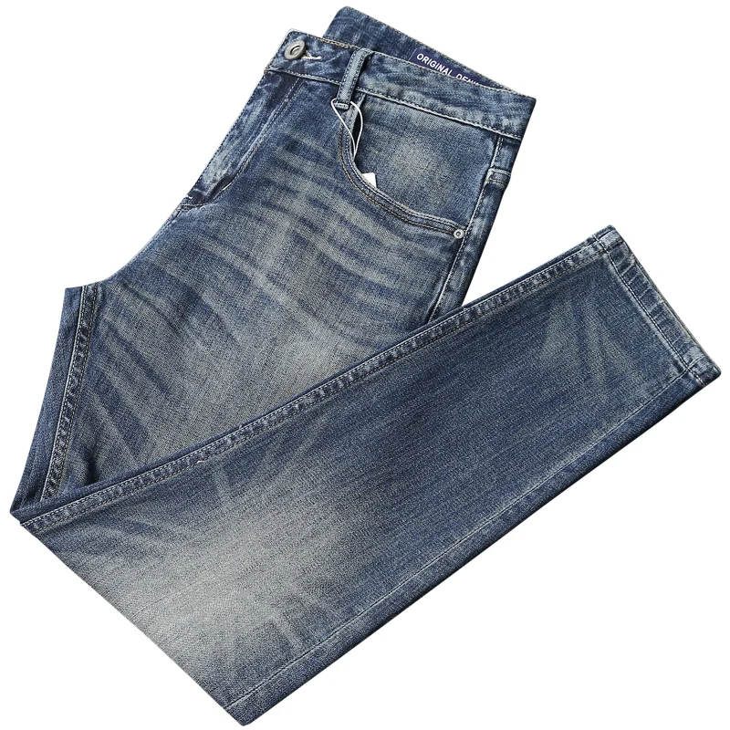 Newly Fashion Designer Men Jeans High Quality Classical Retro Blue Elastic Slim Fit Vintage Jeans Men Casual Denim Pants Hombre