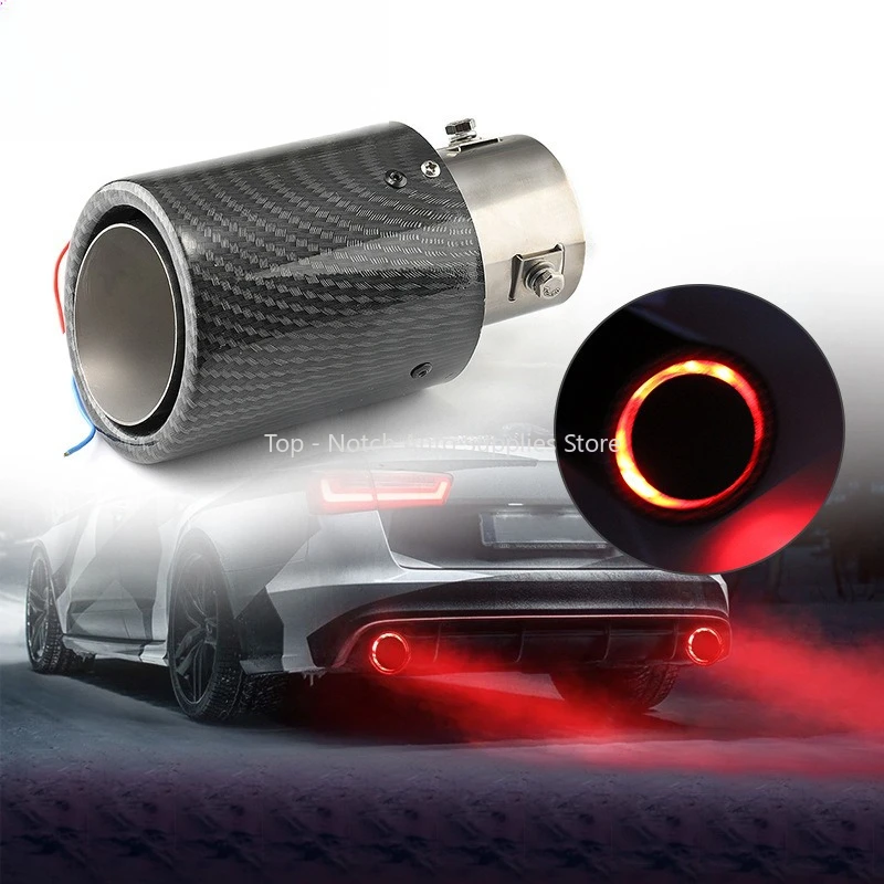 

Universal Exhaust Pipe for Auto Parts, Carbon Fiber LED Light - Emitting Tailpipe, Car Tailpipe with Flame - Ejecting Function