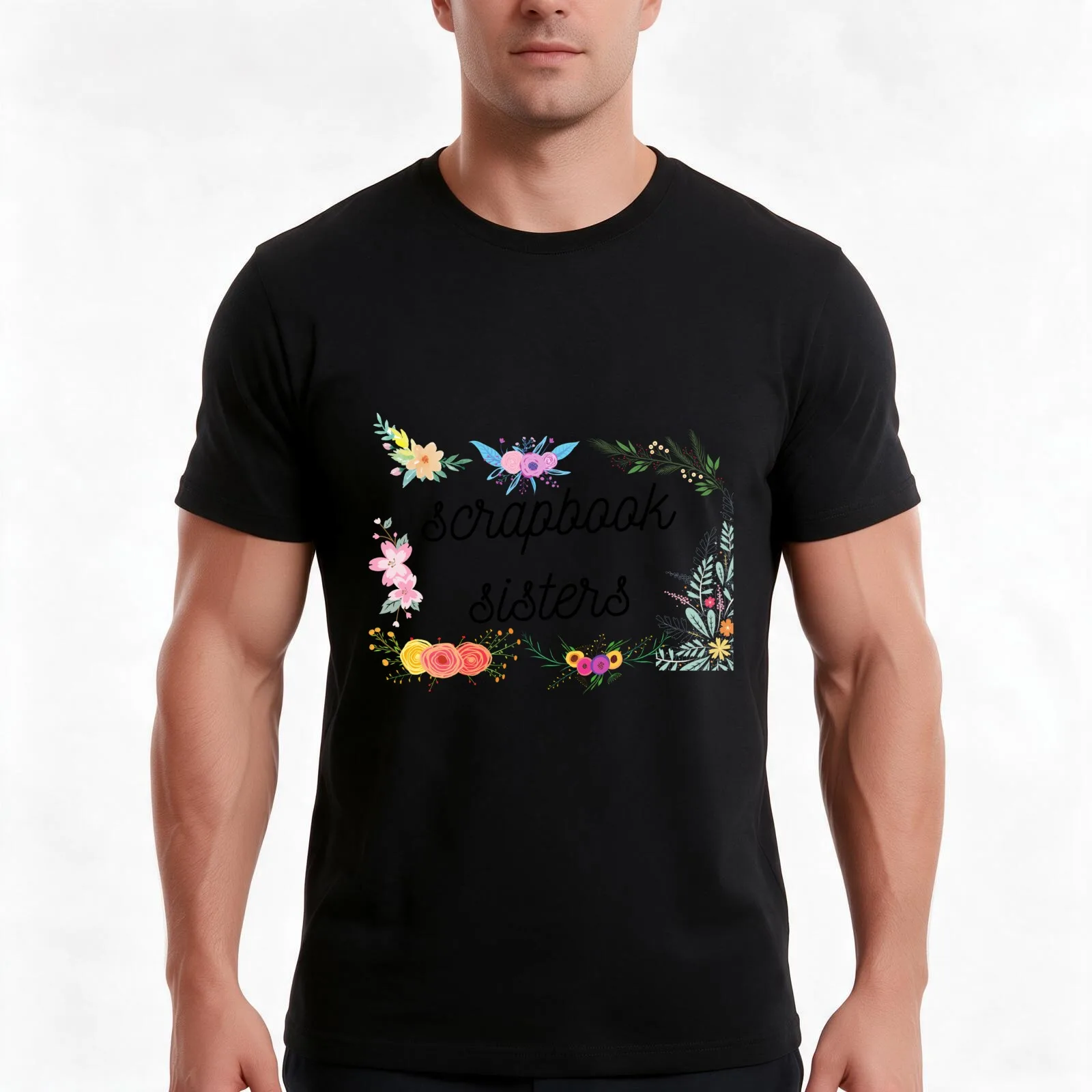 SCRAPBOOK SISTERS T-Shirt, Summer Casual Cotton Tee, Oversized Streetwear Tops, Vintage Graphic Print, Loose Fit Short Sleeve