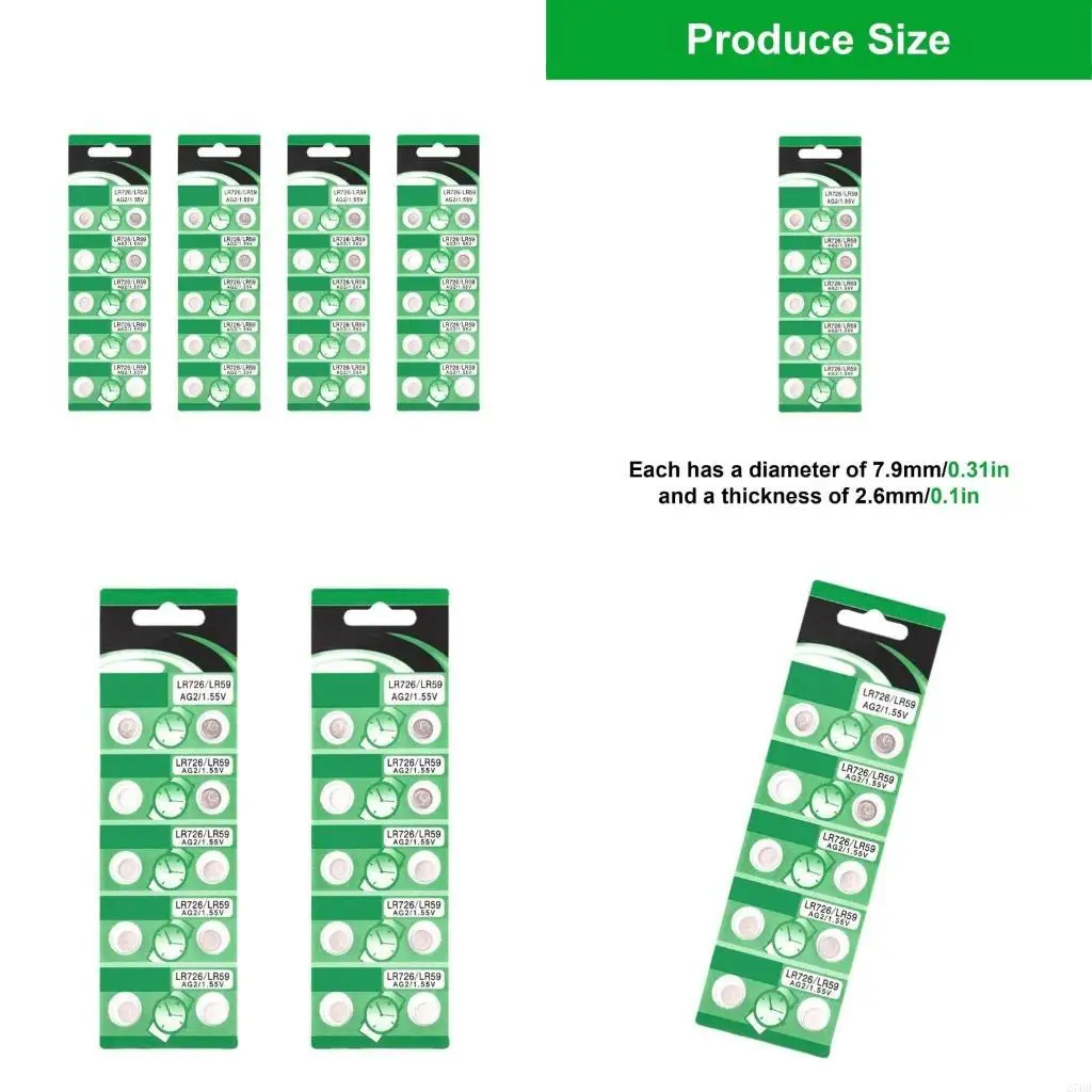 Batería AG2 LR726, salida voltaje estable, pilas botón alcalinas AG2 LR726 para electrónica diaria, necesita fácil