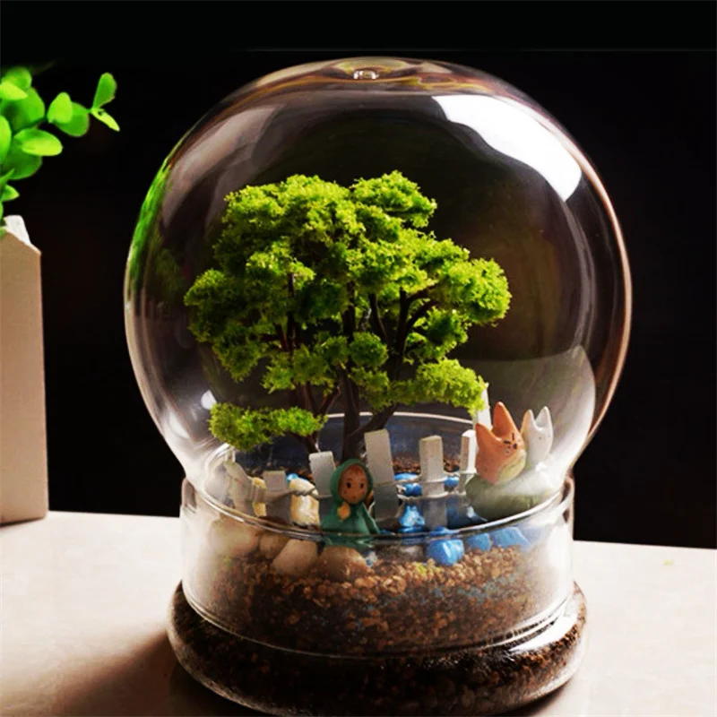 Split type Spherical Micro Landscape Vase Containers Desktop Glass Vase Green Moss Bansai Landscape Glass Terrarium Home Decor