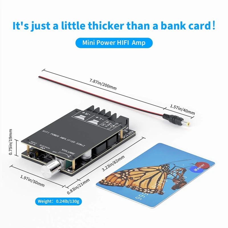 ZK-502C Bluetooth 5.0 Amplifier Board 2 Channel Mini Stereo Audio Receiver Wireless High Power 3.5Mm AUX Amp Module