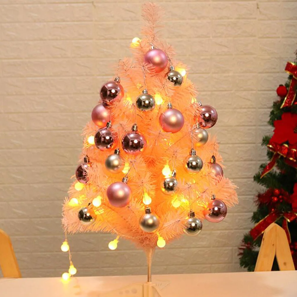 

1 set Mini Christmas Tree Decoration PVC Metal Tabletop Xmas nament Warm Color Bedroom Party Home Decor