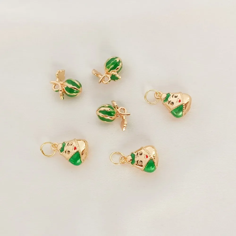 

Accessories: 14K Oil-dripping Green Small Zongzi and Watermelon Pendant, Bracelet, Necklace, Pendant, DIY Jewelry Accessories