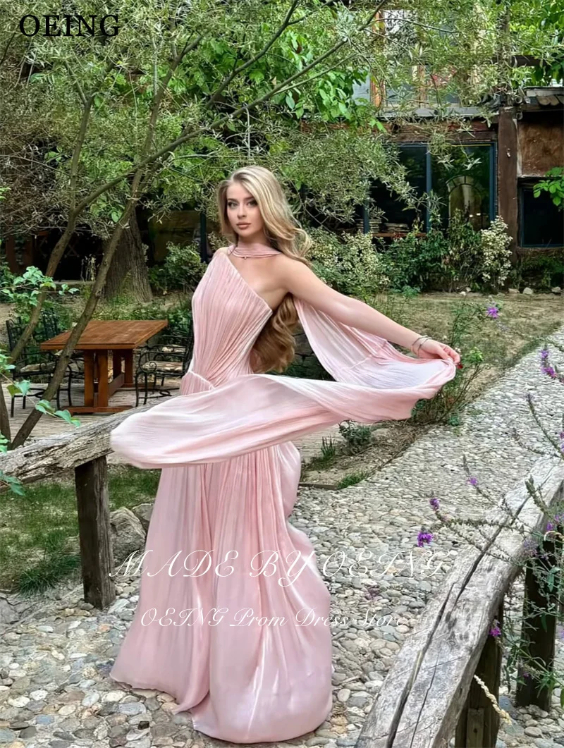 OEING Charmoso vestido de baile linha A sem alças pregas franzidas babados até o chão vestidos de noite فساتmaveraPersonalizzato