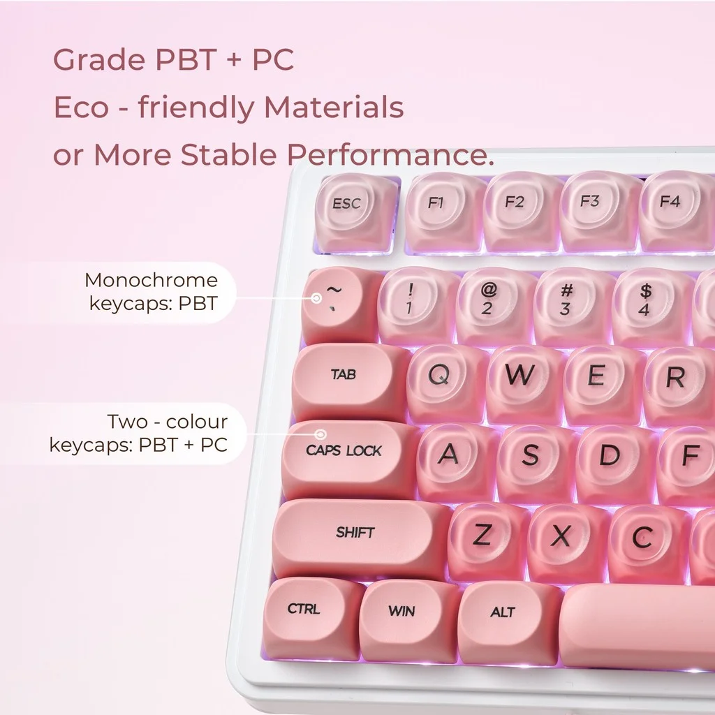 (Keycap Only) Jelly Keycap Pink PBT+PC Material Keycap for Mechanical Keyboard Custom KeyCaps 61/63/64/68/84/87/96/98/104/108 view 2