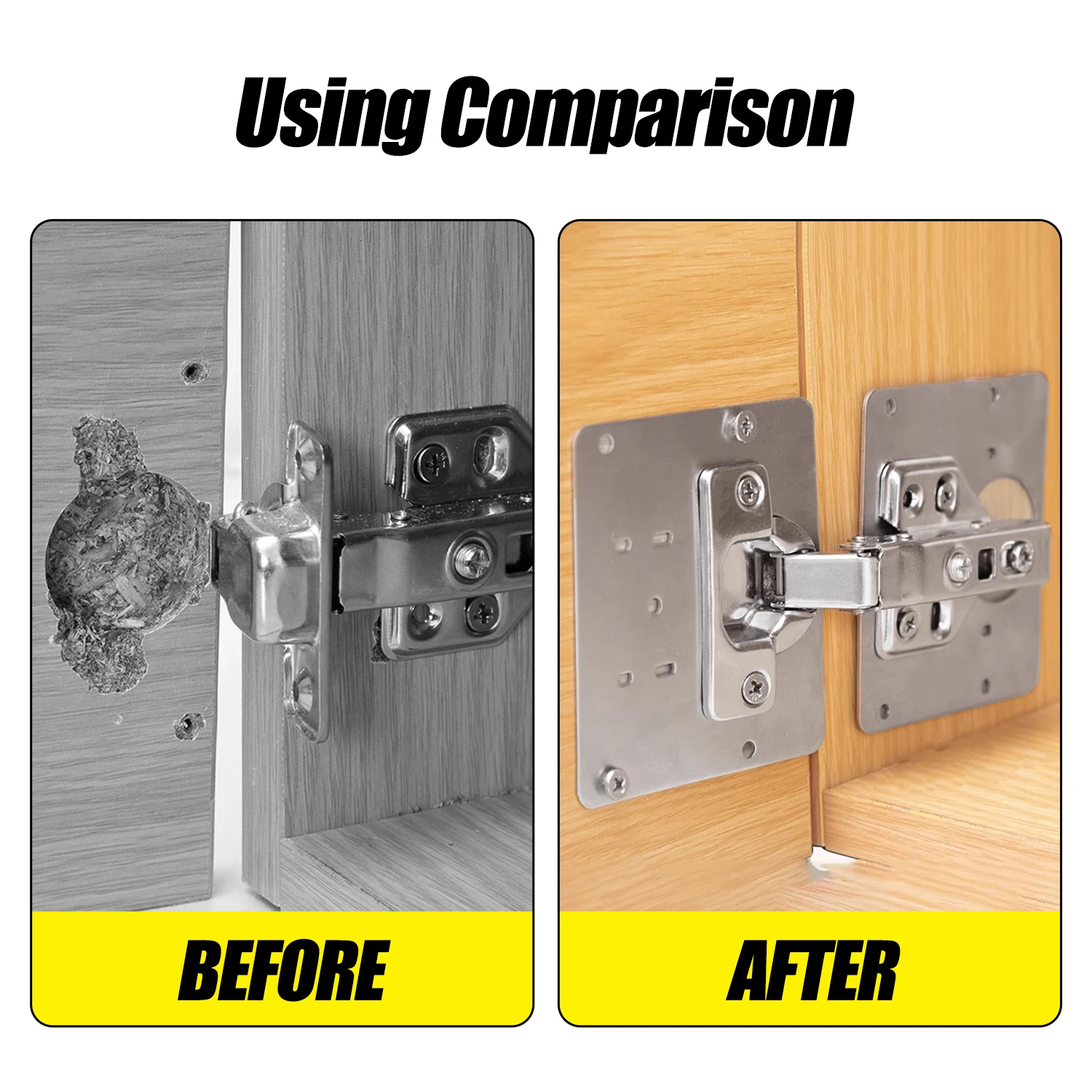 Kit de placa de reparo de dobradiça de aço inoxidável, dobradiças de porta de armário, placa de montagem com parafuso, suporte de fixação de móveis de armário