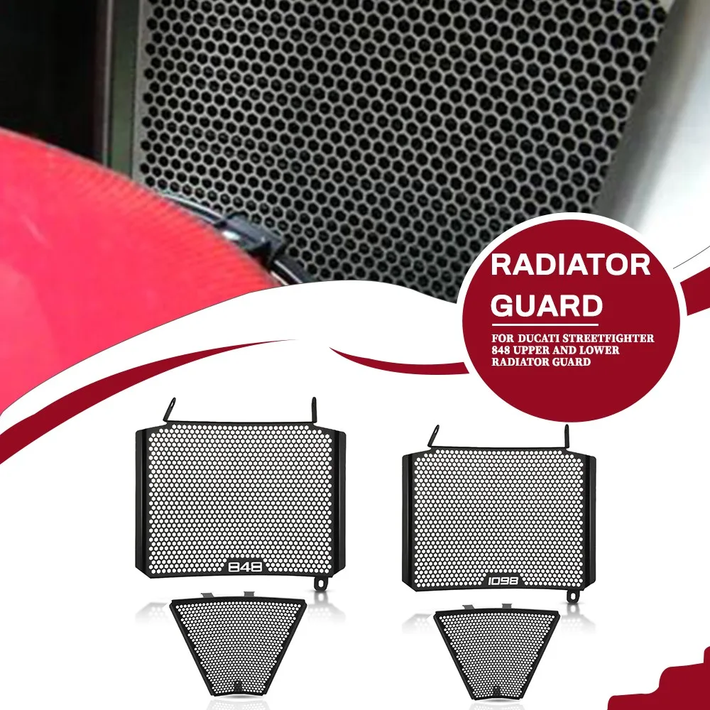 

Upper and Lower Motorcycle Radiator Guard Protector Grille Grill Cover For Ducati Streetfighter 848 2012-2016 1098 2009-2013