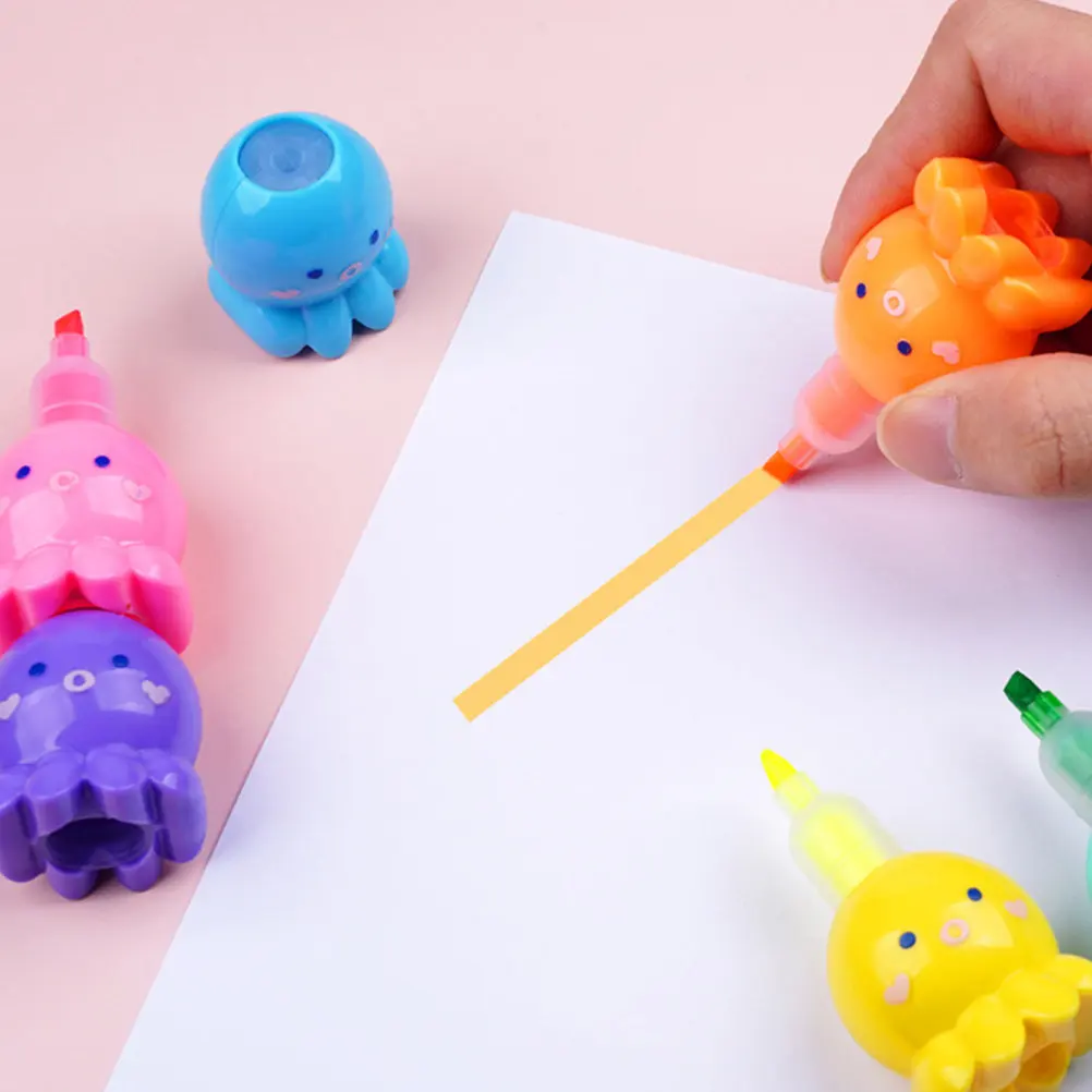 

18Pcs Fluorescent Highlighters Octopus Shaped Cartoon Highlighter Pen Colorful Markers School Office Supplies Cute Aesthetic