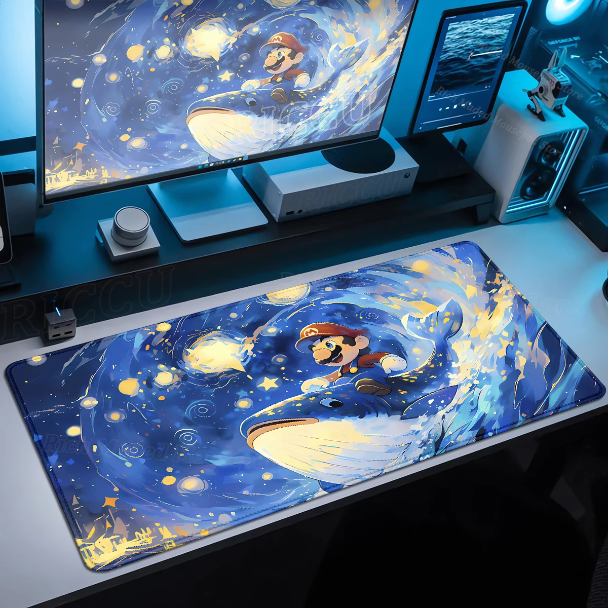 Большой игровой коврик для мыши Super M-Marioes Коврик для мыши HD с принтом Компьютерные геймеры с запирающимся краем XXL 900x400 мм Клавиатура ПК Килимок для киберспорта