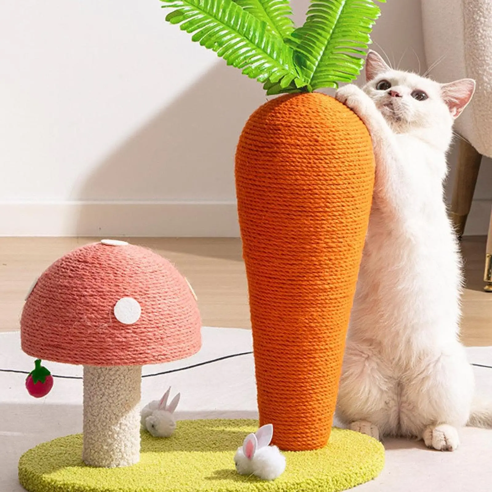 Cat Scratching Board Cat Scratcher Post Carrot Shape Cat Furniture Cat Climbing Tree Scratch Board for Entertainment Exercise