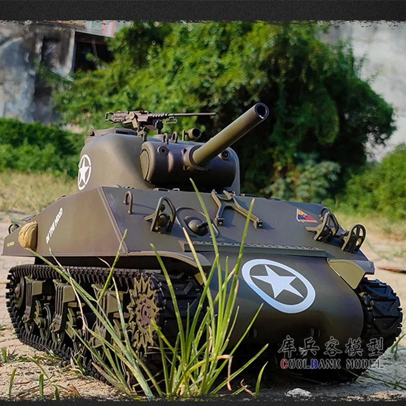 Grande RC Henglong Tanque Brinquedos para Crianças, Controle Remoto, Sherman, Multi Funcional, Simulação De Batalha, Modelo, Presente De Aniversário, M4A3