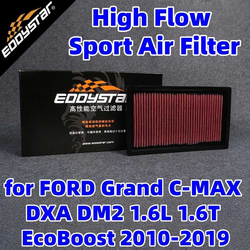 

Спортивный воздушный фильтр с высоким расходом для FORD Grand C-MAX DXA DM2 1,6 л 1,6 т EcoBoost 2010-2019, моющиеся гоночные впускные фильтры
