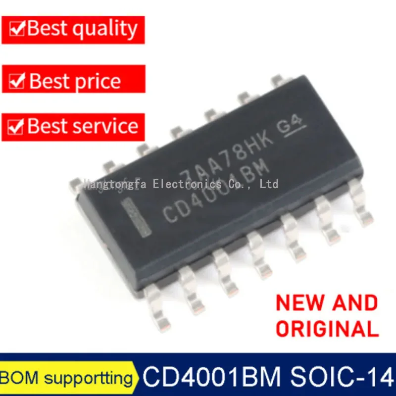  100PCS/Lot CD4001BM96  CD4001 SOIC-14 SMD   New Logic Gate IC Chip Integrated Circuit Semiconductor