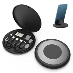 Multifunctionele Compacte Kabelkaart, Draagbare Opbergdoos Met Usb A/Type C/Micro Usb/Ios Usb Adapter Kit, Pd 60W Opladen En