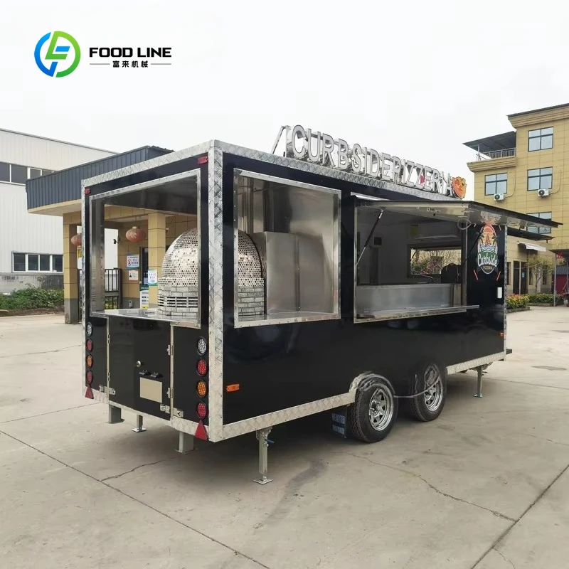 스테인리스 스틸 푸드 트레일러 이동식 패스트 피자 푸드 트럭 완비된 주방 미국 판매용