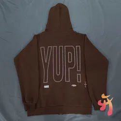 Utopia Jackets High Quality Brown Fleece Zipper Hoodys Hot Drill Alphabet Slogan Cactus Jack Hoodies Casual Men Women Sweatshirt