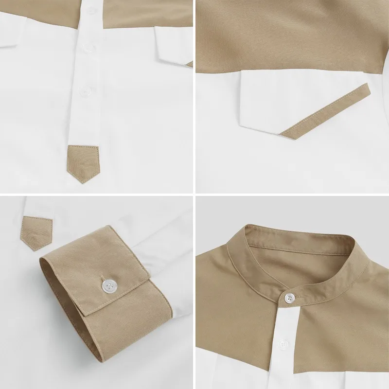 KIDWHXR 2026 Herren Jubba Thobe Kontrastfarben Stehkragen Muslimisches Gewand Komfortables Langarm-Langgewand für Männer – Detail 9