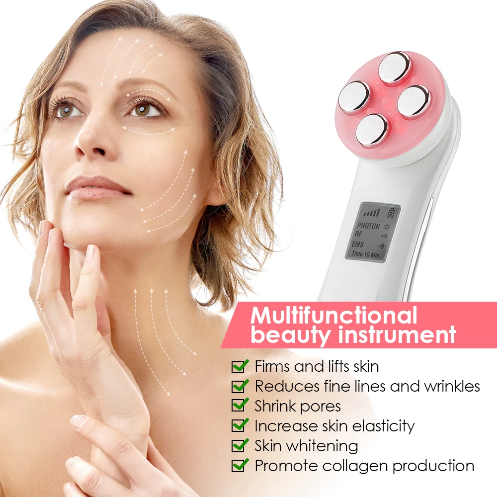 EMS Microcurrent Facial Massager, Face Lifting Máquina, Cuidados Com A Pele, LED Fóton, Rejuvenescimento Da Pele, Dispositivo De Beleza