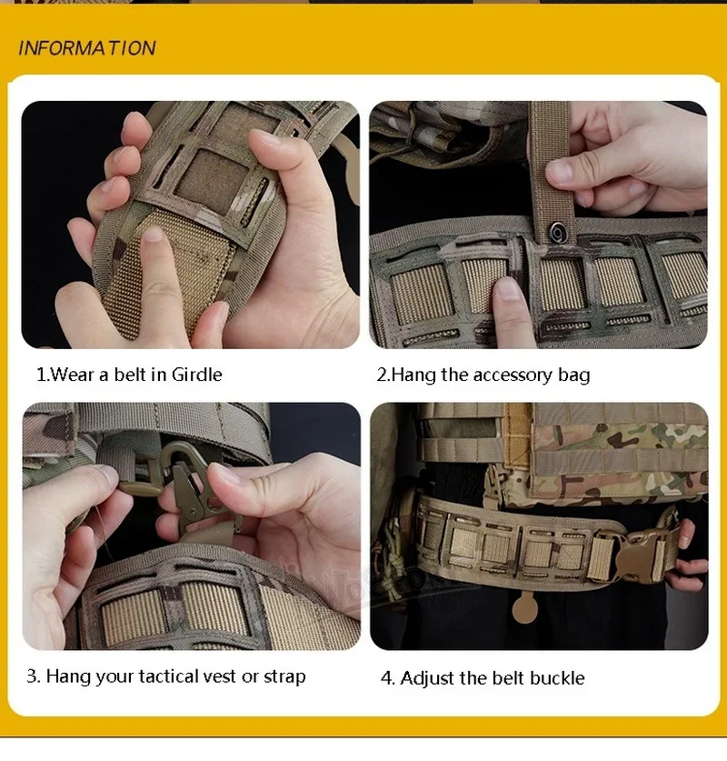 Ceinture de taille intérieure multifonctionnelle avec sac à outils pour téléphone, ensemble de chasse DulBattle, extérieur, tir CS