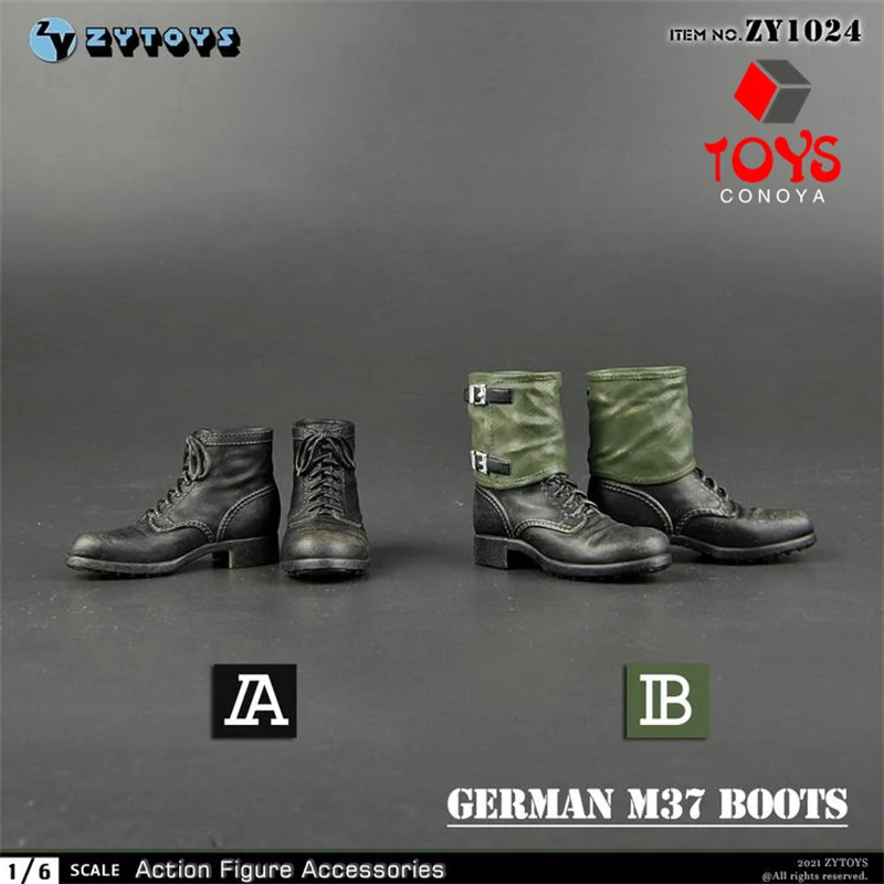 ZYTOYS ZY1024 ZY1025 1/6 Scale WWII German M37 Boots Leggings Boots Hollow Shoes Model Fit 12'' Male Soldier Action Figure Body