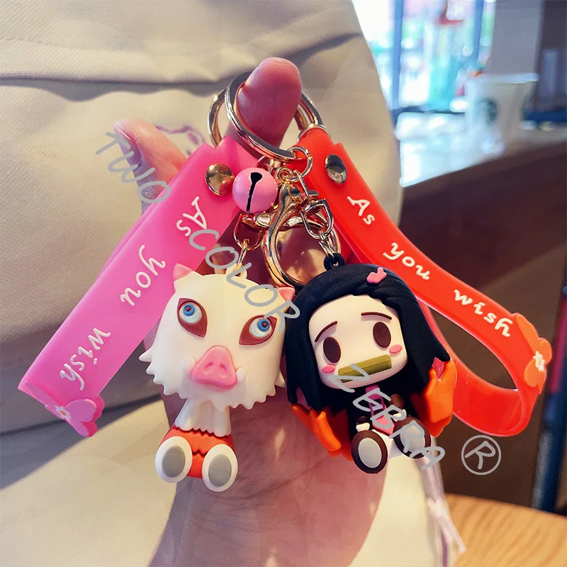 Kreskówka figurka Anime wisiorek Kamado Tanjirou Nezuko Agatsuma Zenitsu breloczek damski Dackpack wisiorek do samochodu breloczek
