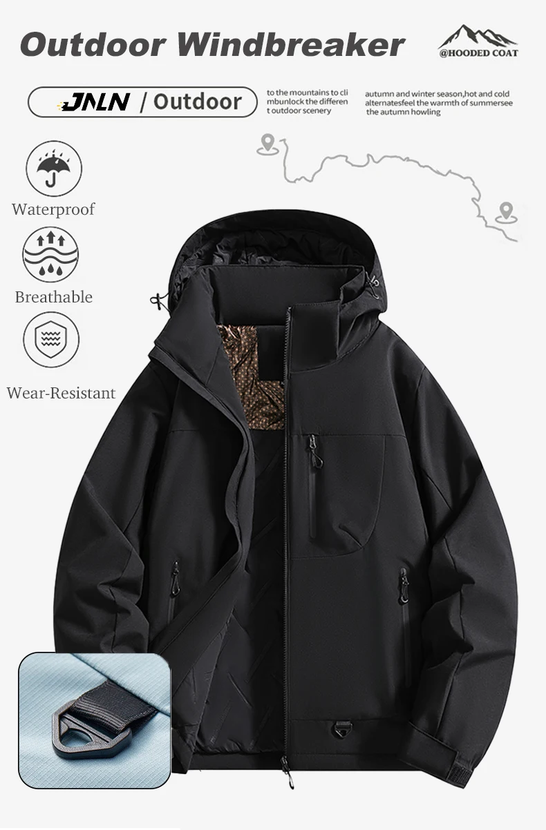 LNGXO Warme Fleecejacke für Damen, wasserdicht, winddicht, Winter-Windjacke, Wandern, Camping, Skifahren, Klettern, Regenmantel, Graphen-Innenseite – Detail 4