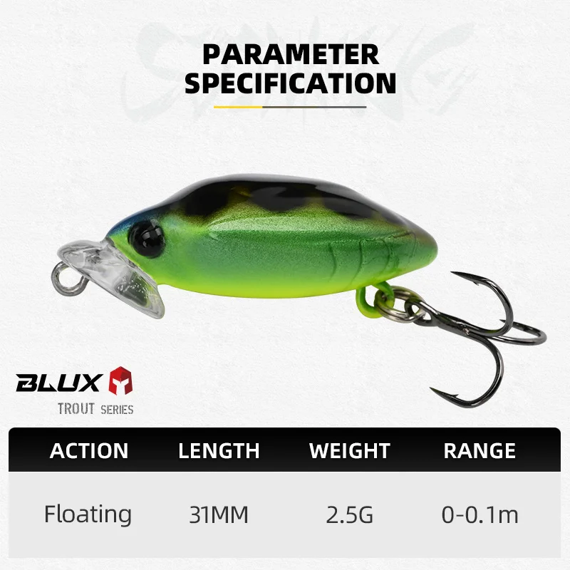 BLUX STINKBUG Insect Fishing Lure 31mm 2.5g BFS Topwater Crankbait Rolling Crank Freshwater Popper Bait Creek Trout Tackle