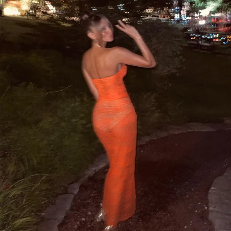 Spifore สปาเก็ตตี้สายคล้องคอผู้หญิงชุดเซ็กซี่ลูกไม้ Patchwork ดูผ่าน Maxi Vestidos สีดําชุดปาร์ตี้คลับ