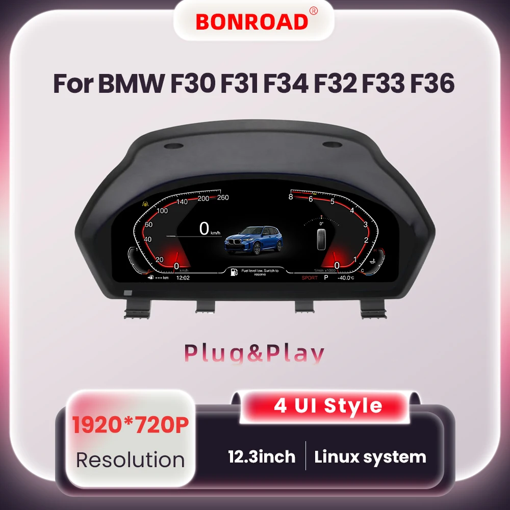 

Цифровая приборная панель Bonroad 1920*720 12.3'' для BMW 3 и 4 серий F30 F31 F34 F32 F33 F36. Виртуальный кокпит.