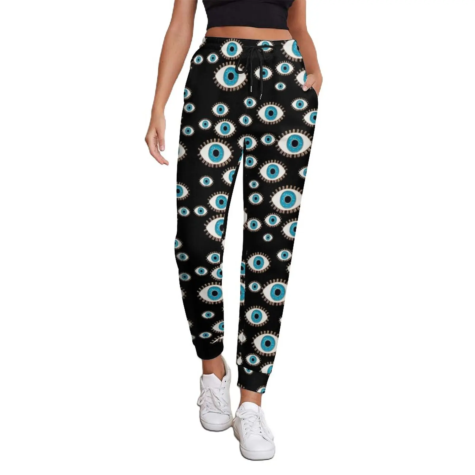 Evil Eye Print Joggerhose Griechische Mati Mataki Klassische Jogginghose Frühlingsmuster Harajuku Große Größe Hose Geschenk