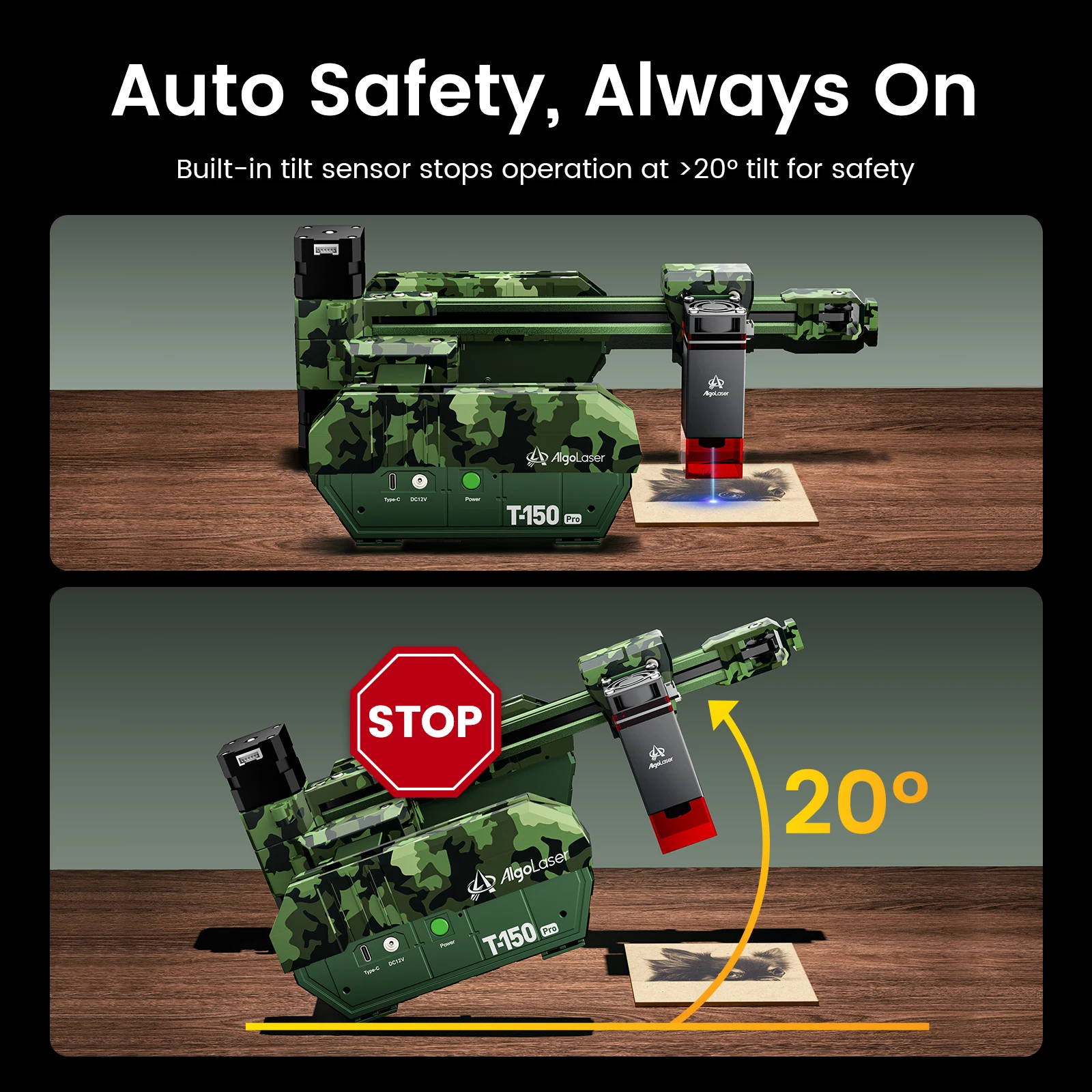 AlgoLaser T150 PRO 6W Laser Engraver Cutter Machine Portable For DIY Gift Making Desktop Laser Engraving Cutting WoodworkingTool