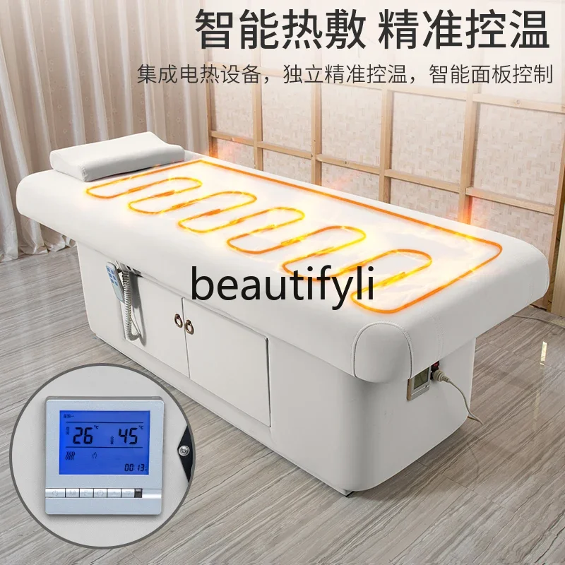 Cama de belleza eléctrica, especial para salón de belleza, cama de látex con calefacción de elevación integral