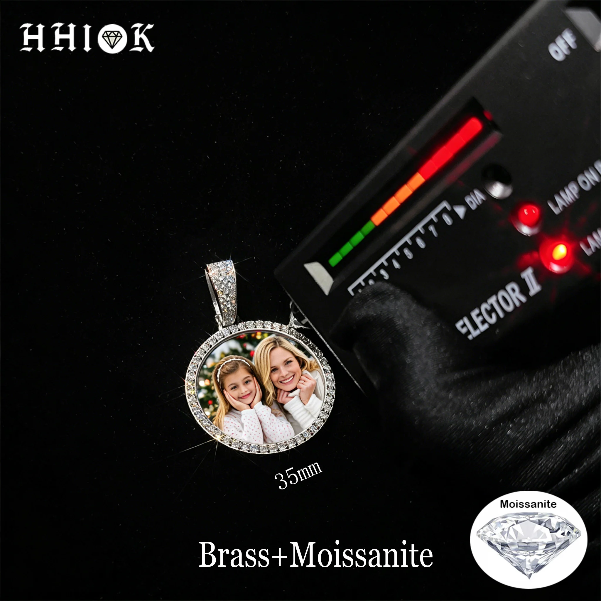 

35MM Bling VVS Moissanite Custom Personalized Photo Pendant Necklace Iced Out Brass Miami Memory Hip Hop Men Women Round Pendant