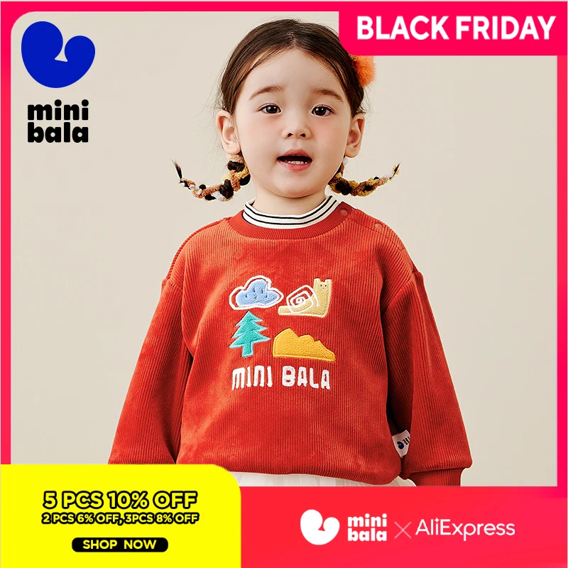 

Mini Bala Warm Fake Two-Piece Cute Top for Boys and Girls 2024 Winter New Product