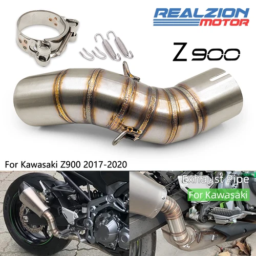 REALZION-silenciador de Escape para motocicleta, tubo de enlace medio para Kawasaki Z900 2020