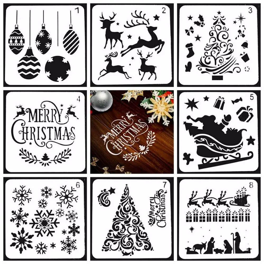 DIY Craft Album Decorative Paper Card Wall Painting Embossing Christmas Hollow Stencils Scrapbooking Flower Template