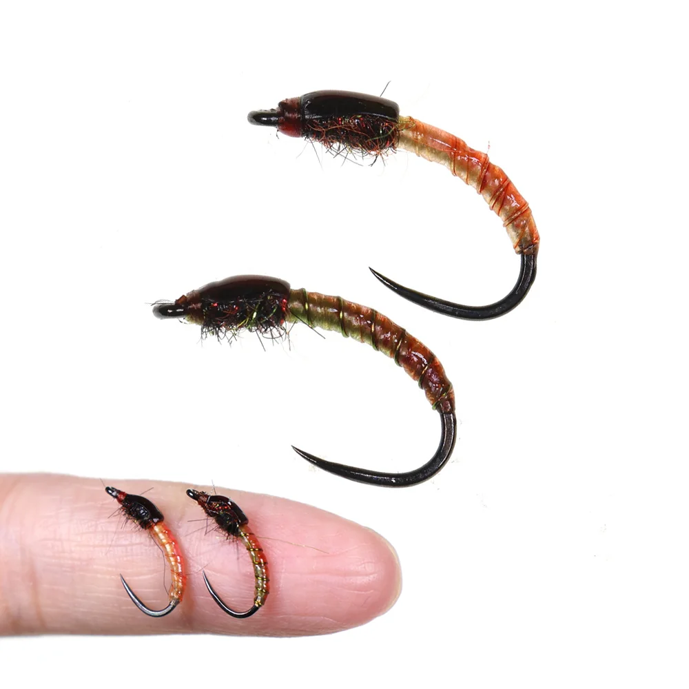5 Stück/8 Stück # 10 Realistische Mehlwurm-Fliegenhaken ohne Widerhaken, Caddis-Larven-Fliegen, Fliegenfischen-Köder für Forellen, Barsche, Wels