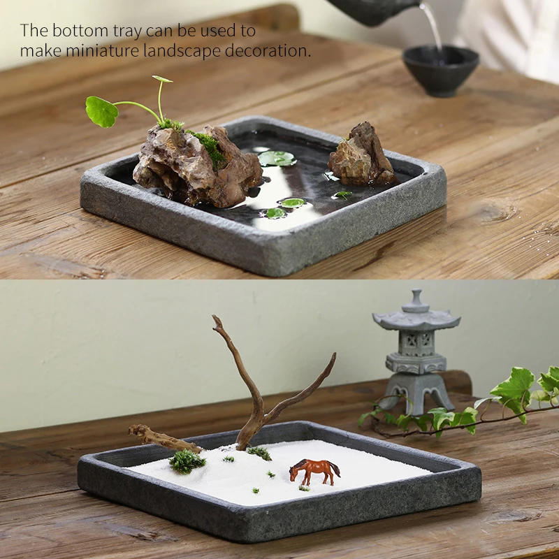 Tea Tray Teaware Home Decoration Tea Set Plate Separable Natural Stone Volcanic Rock Table Accessories Office Desk Decor Handmad