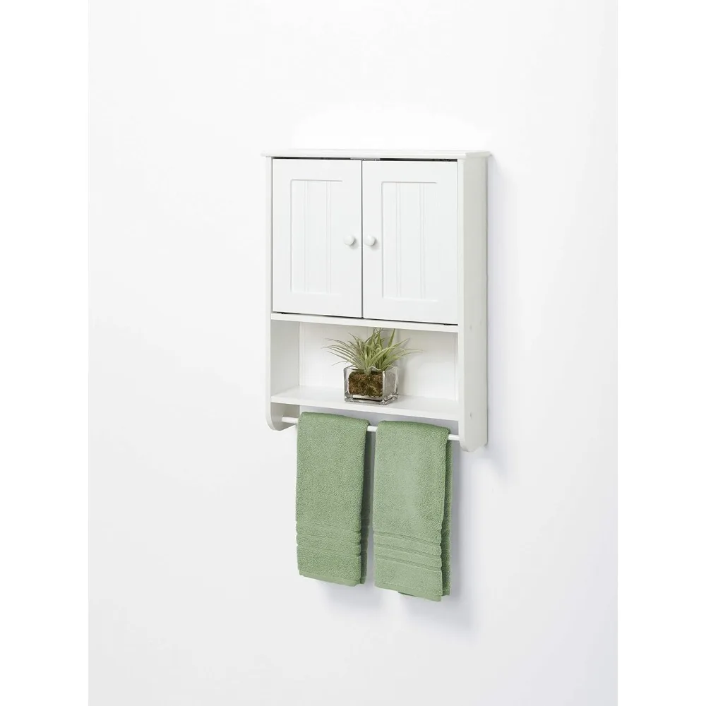 Cottage Bathroom Wall Cabinet, with 2 Shelves and 2 Doors, 19