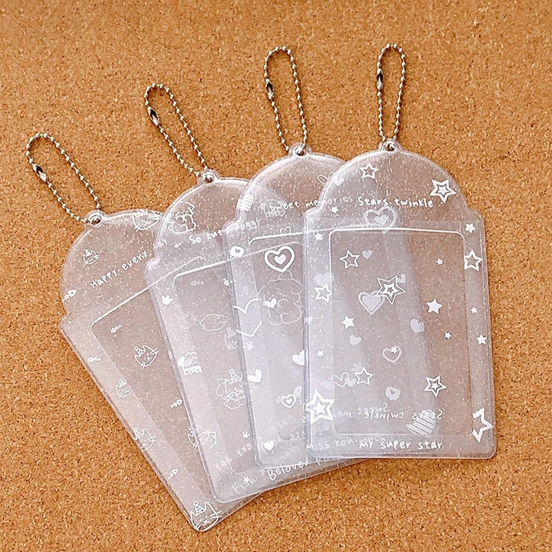 Transparent Glitter Photocard Holder Mini Idol Photo Frame Cute Photo Card Holder ID Card Display Protective Sleeve Stationery