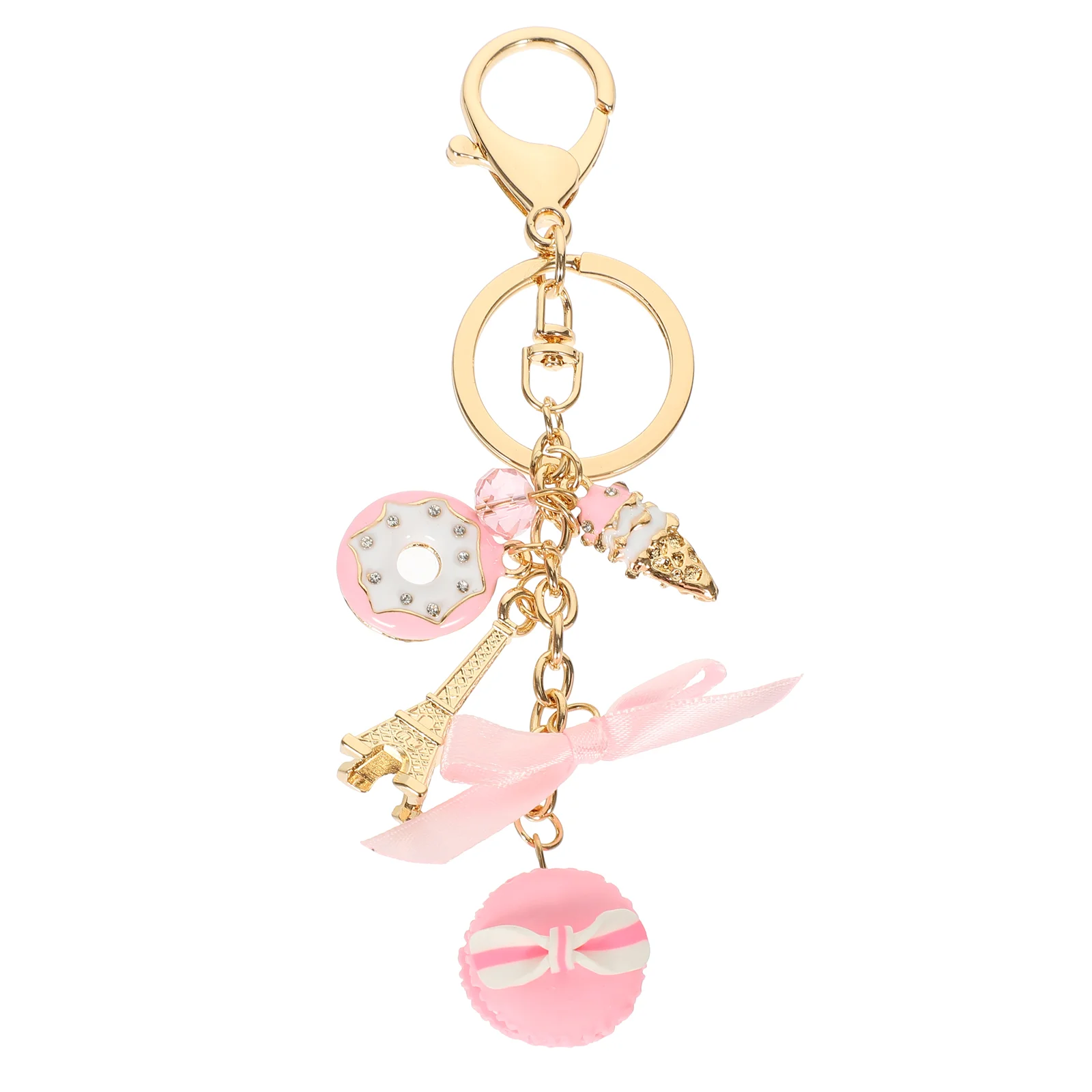 Key Chain Dessert Modeling Rings Exquisite Keychain Pink Decor Design Lovely Cake Elements