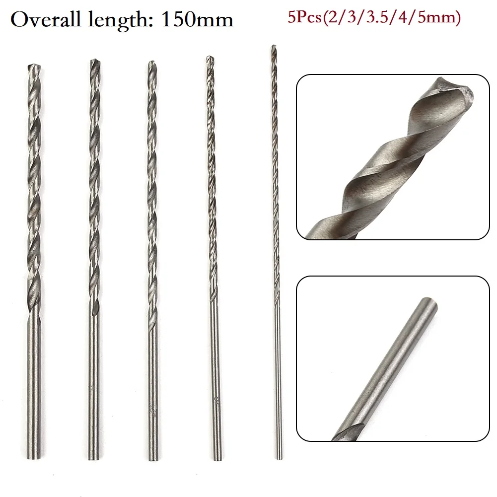 Tige hexagonale extra longue HSS, jeu de forets, travail du calcul, perceuses électriques, accessoires pour outils électriques, 2mm, 3/3mm, 4mm, 5mm, 5 pièces par jeu