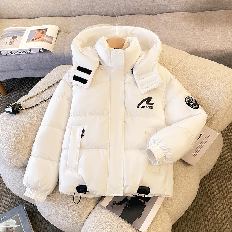 

Женское хлопковое пальто Jaet, новинка 2025 года, повседневное пальто, съемная шапка, зимняя теплая верхняя одежда, свободная посадка, корейская версия