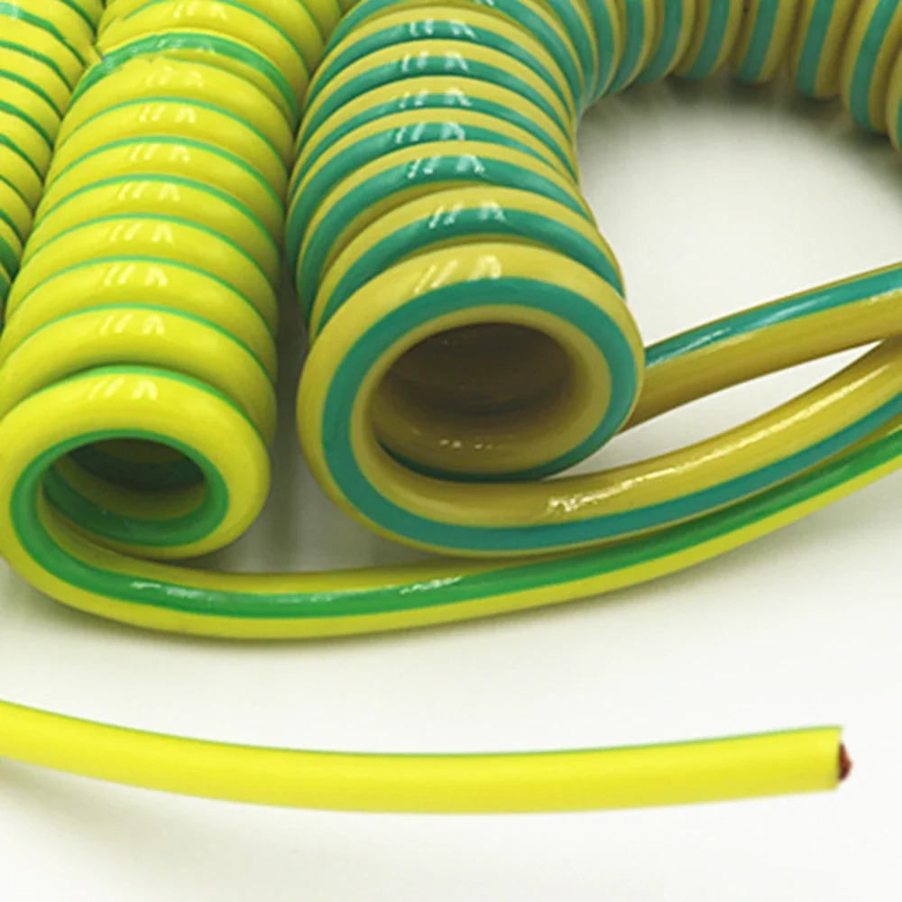 Single-core Spring Wire 4 Square 6 square 1-core Spring Wire Yellow Green Color Ground Wire Telescopic Spiral Cable Copper Core